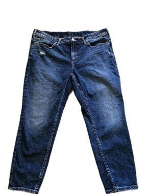 Silver Suki Women's Cropped Slightly Distressed Denim Jeans Size 18